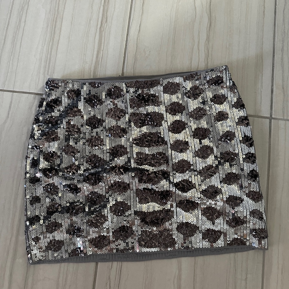 Sequin Leopard Print Skirt